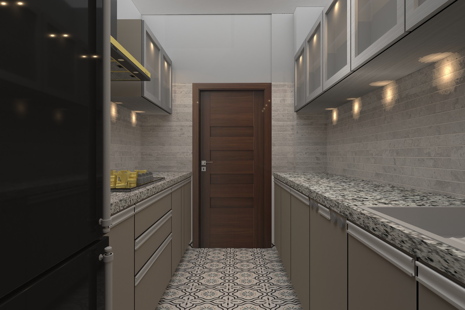 Linear Kitchen With Integrated Appliances